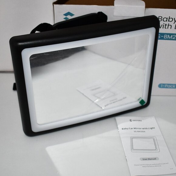 EASYERA Baby Car Mirror with Light 1-Pack, 7 RGB Colors, 360° Adjustable, Rear F - Picture 2 of 5